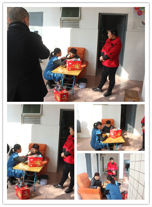 嘉杰员工给老人喂饭吃